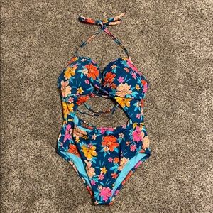 Shade & Shore Blue Floral Swimsuit